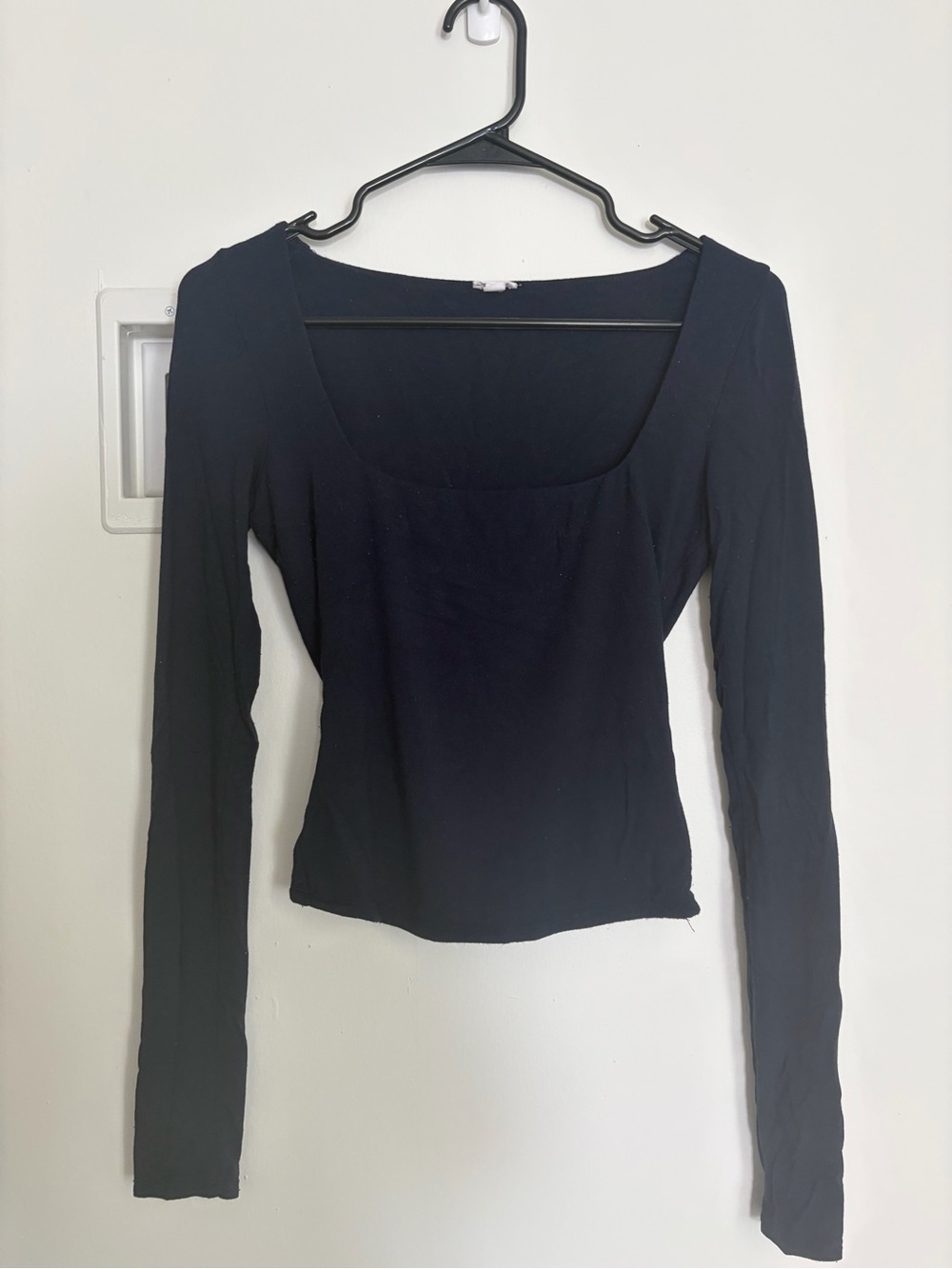 Garage Navy Long Sleeve Square Neck Women's Top